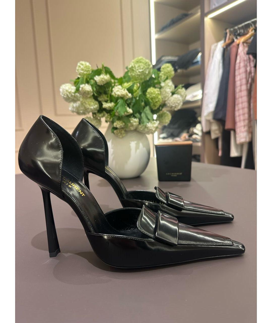 SAINT LAURENT Черные кожаные туфли, фото 4