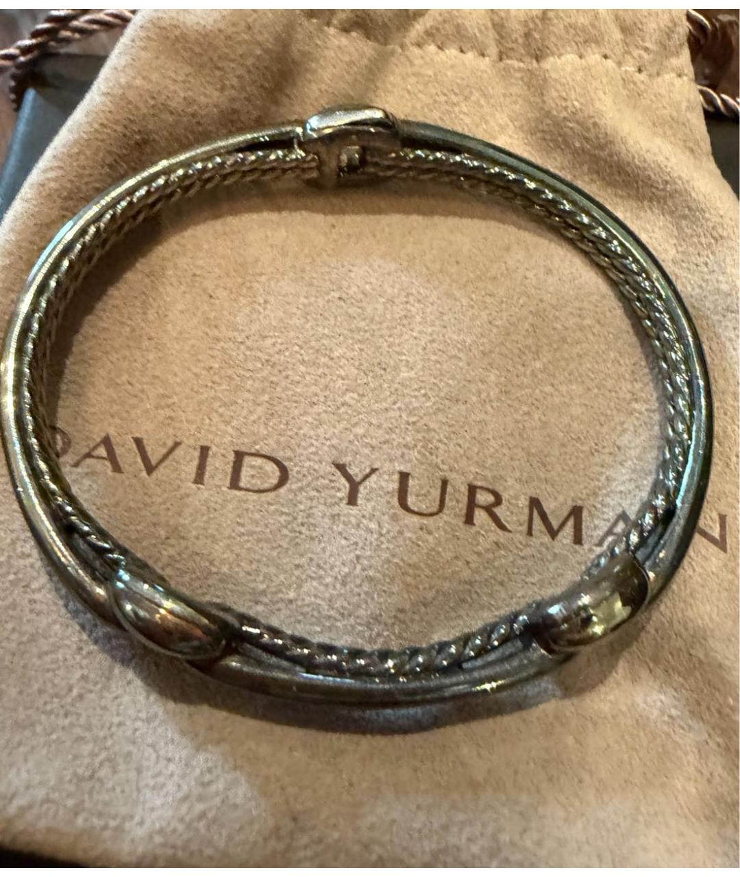 David Yurman Антрацитовый серебряный браслет, фото 3