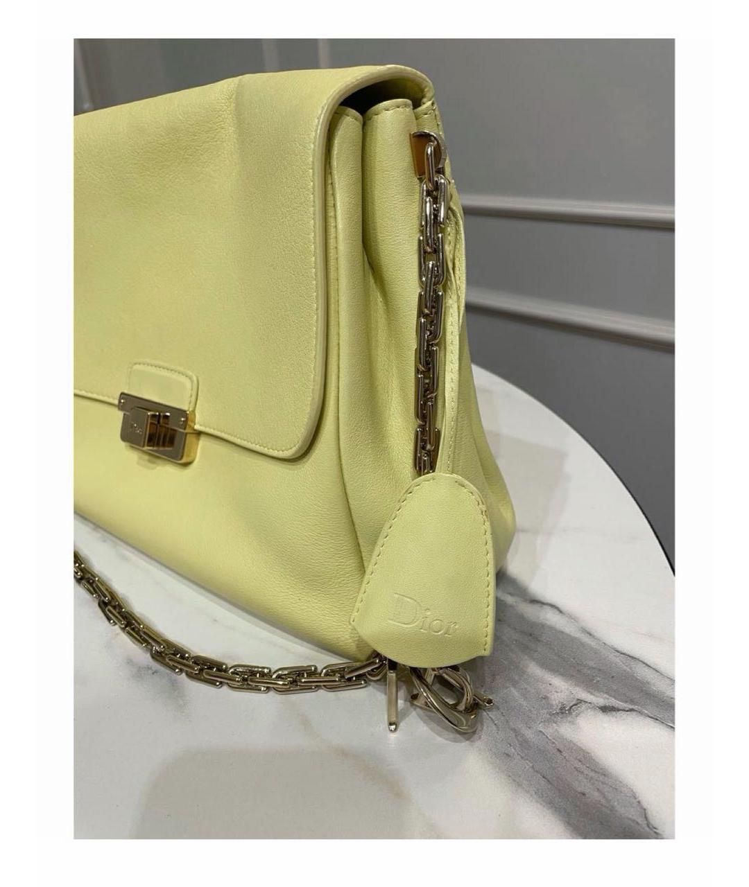 CHRISTIAN DIOR Салатовая кожаная сумка через плечо, фото 2