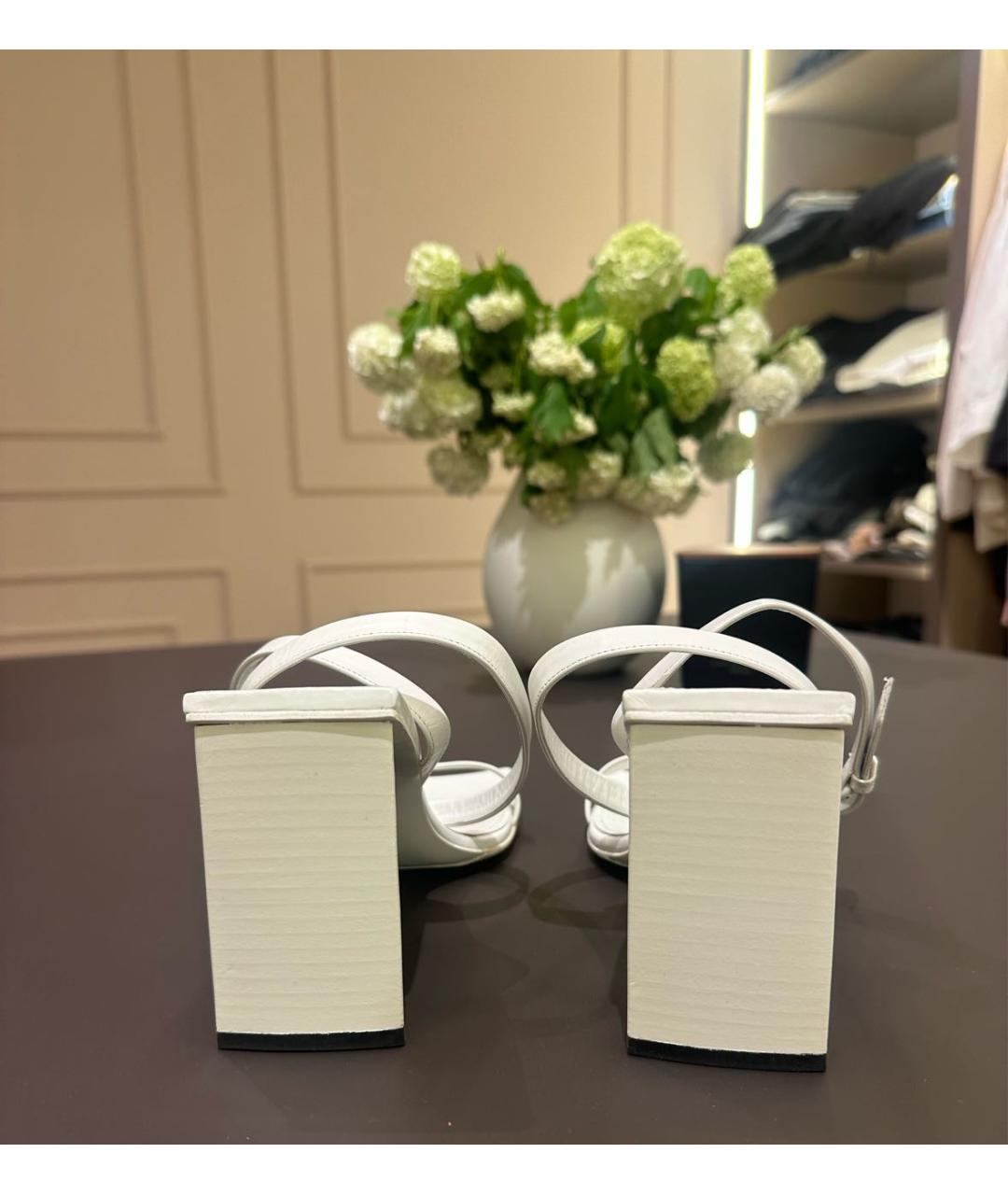 BALENCIAGA Белые кожаные босоножки, фото 4