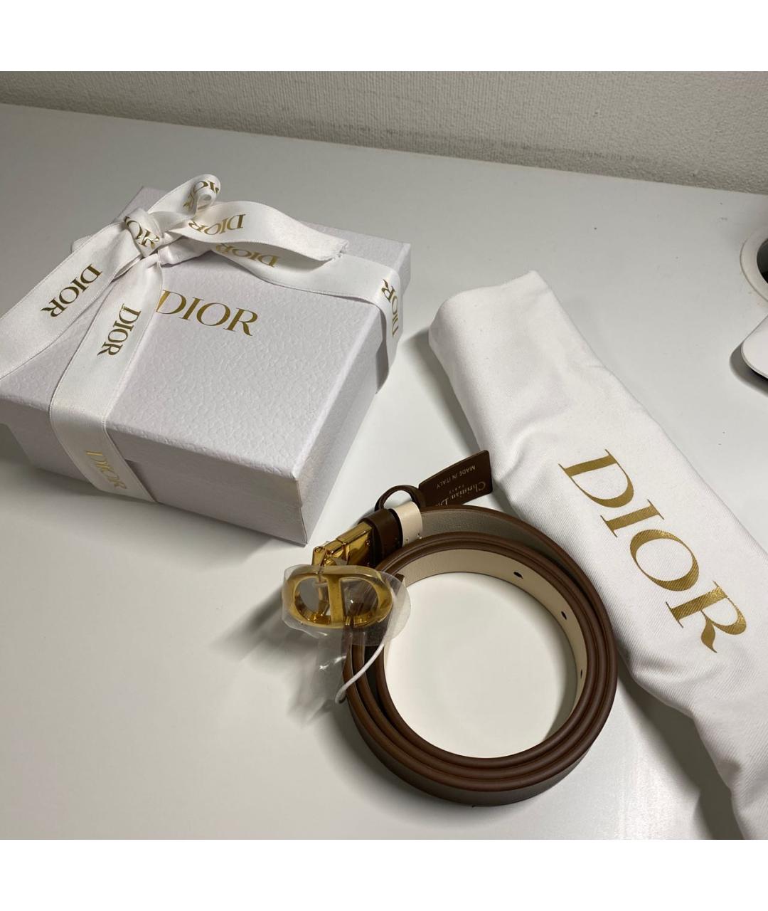 CHRISTIAN DIOR Коричневый кожаный ремень, фото 5