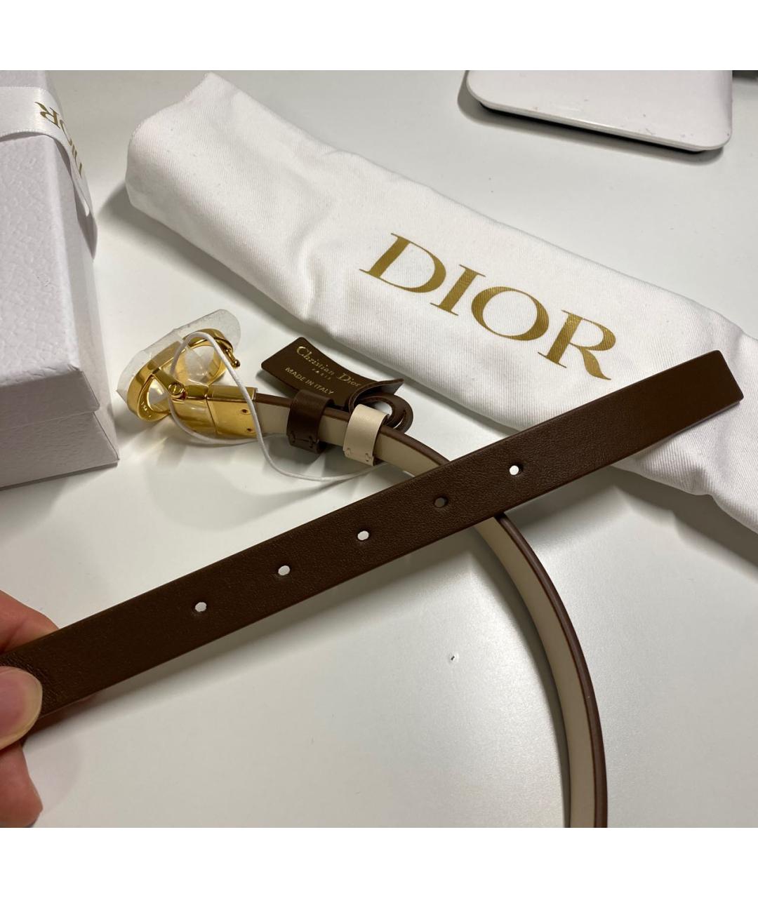 CHRISTIAN DIOR Коричневый кожаный ремень, фото 4