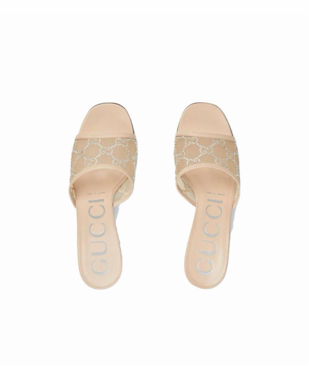 GUCCI Бежевые текстильные мюли, фото 3