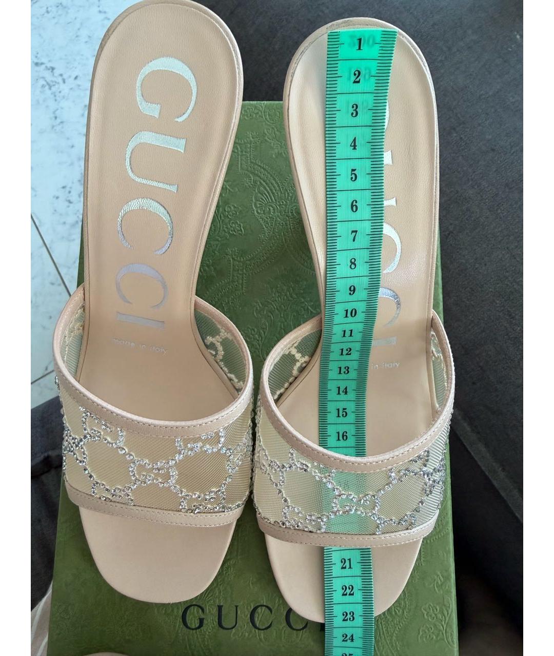 GUCCI Бежевые текстильные мюли, фото 6