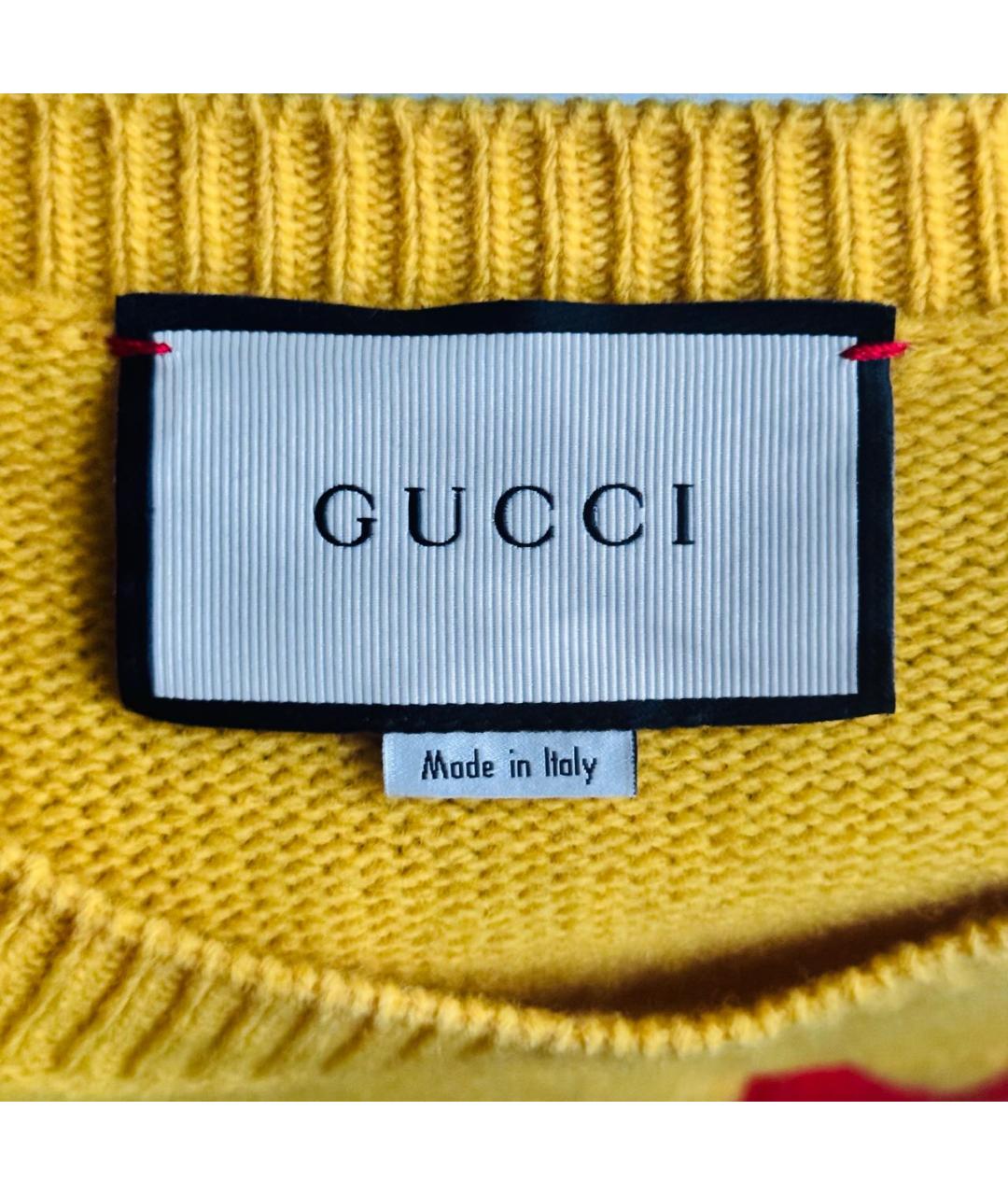 GUCCI Желтый шерстяной джемпер / свитер, фото 5