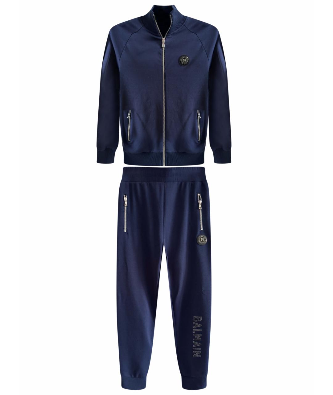 BALMAIN Темно-синий хлопковый спортивный костюм, фото 1