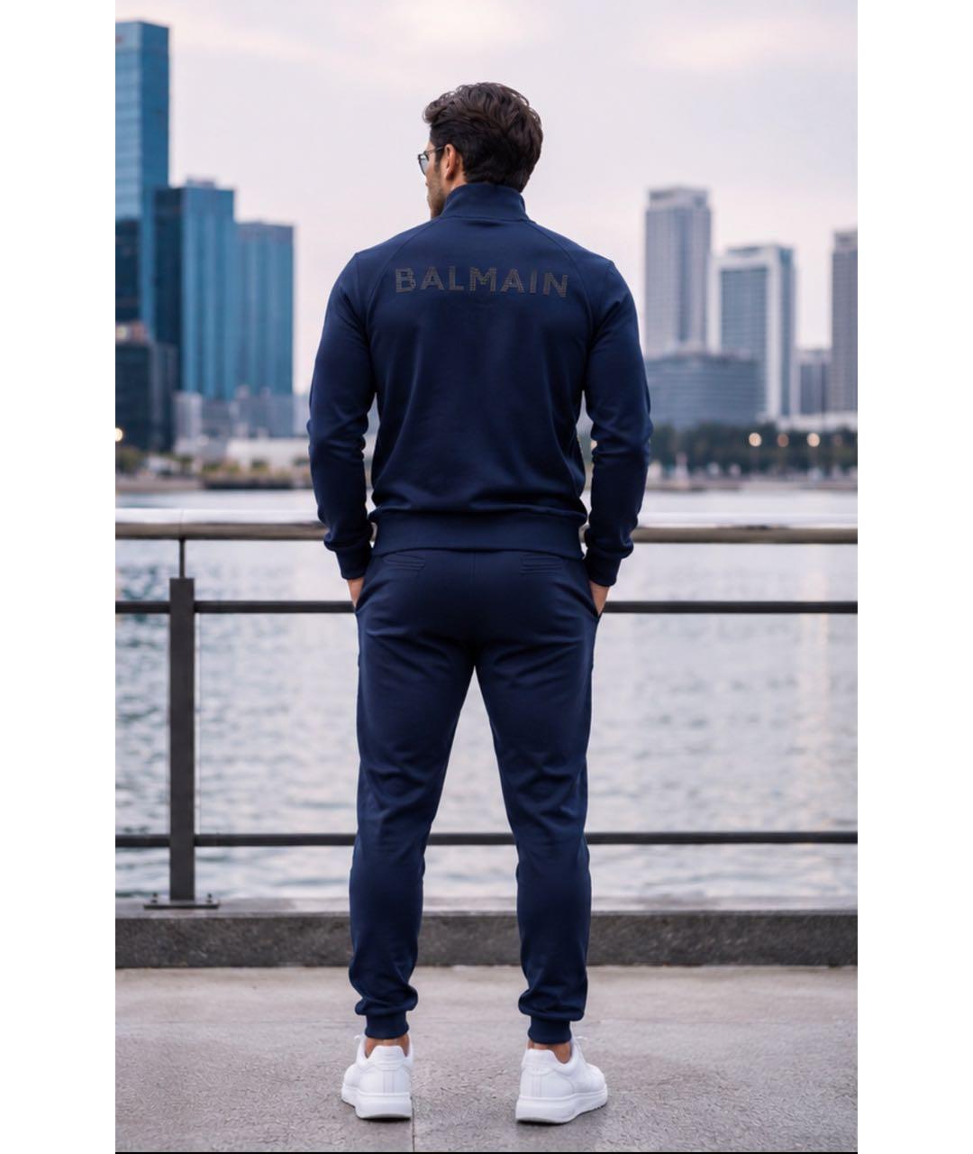 BALMAIN Темно-синий хлопковый спортивный костюм, фото 2