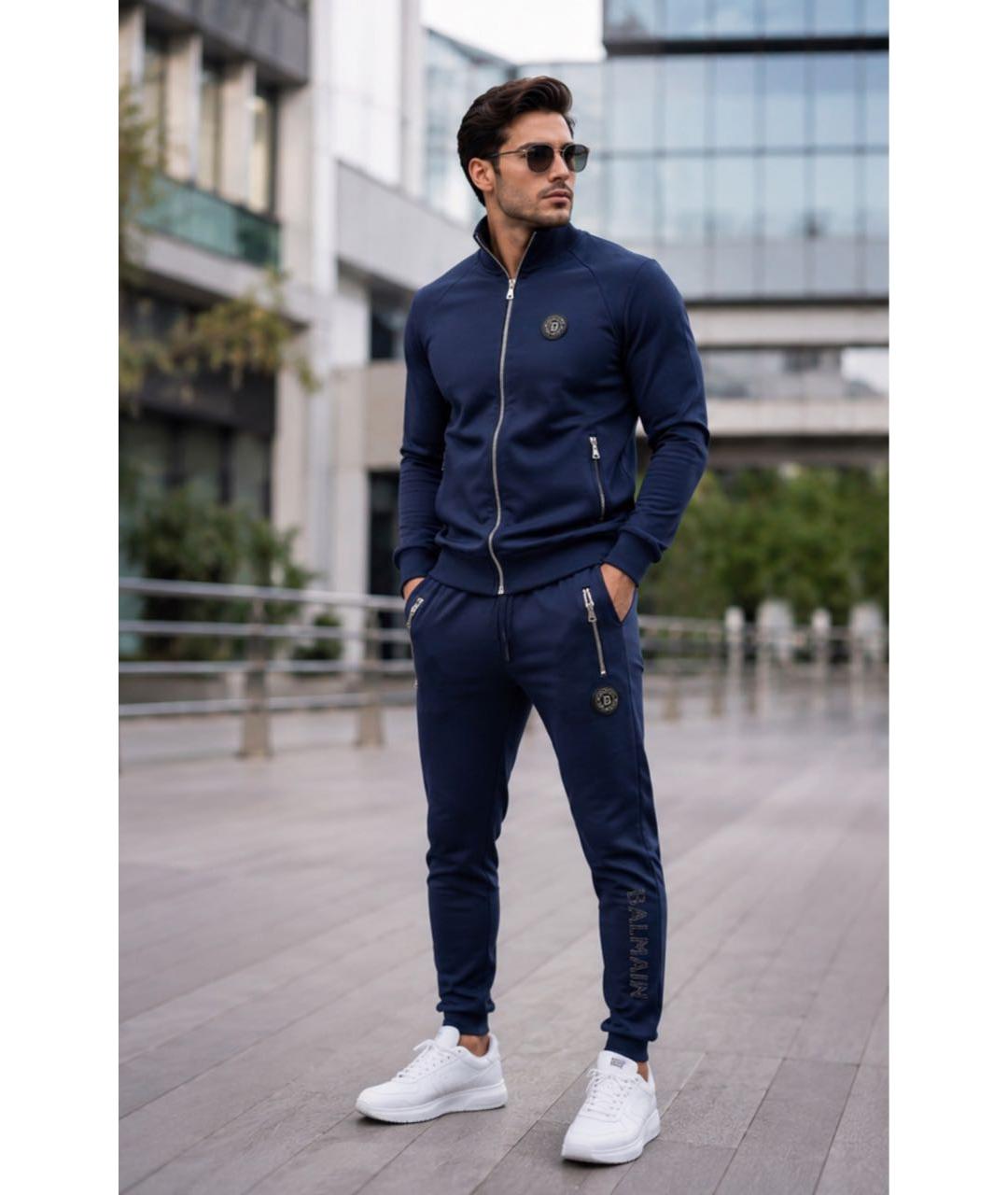 BALMAIN Темно-синий хлопковый спортивный костюм, фото 9