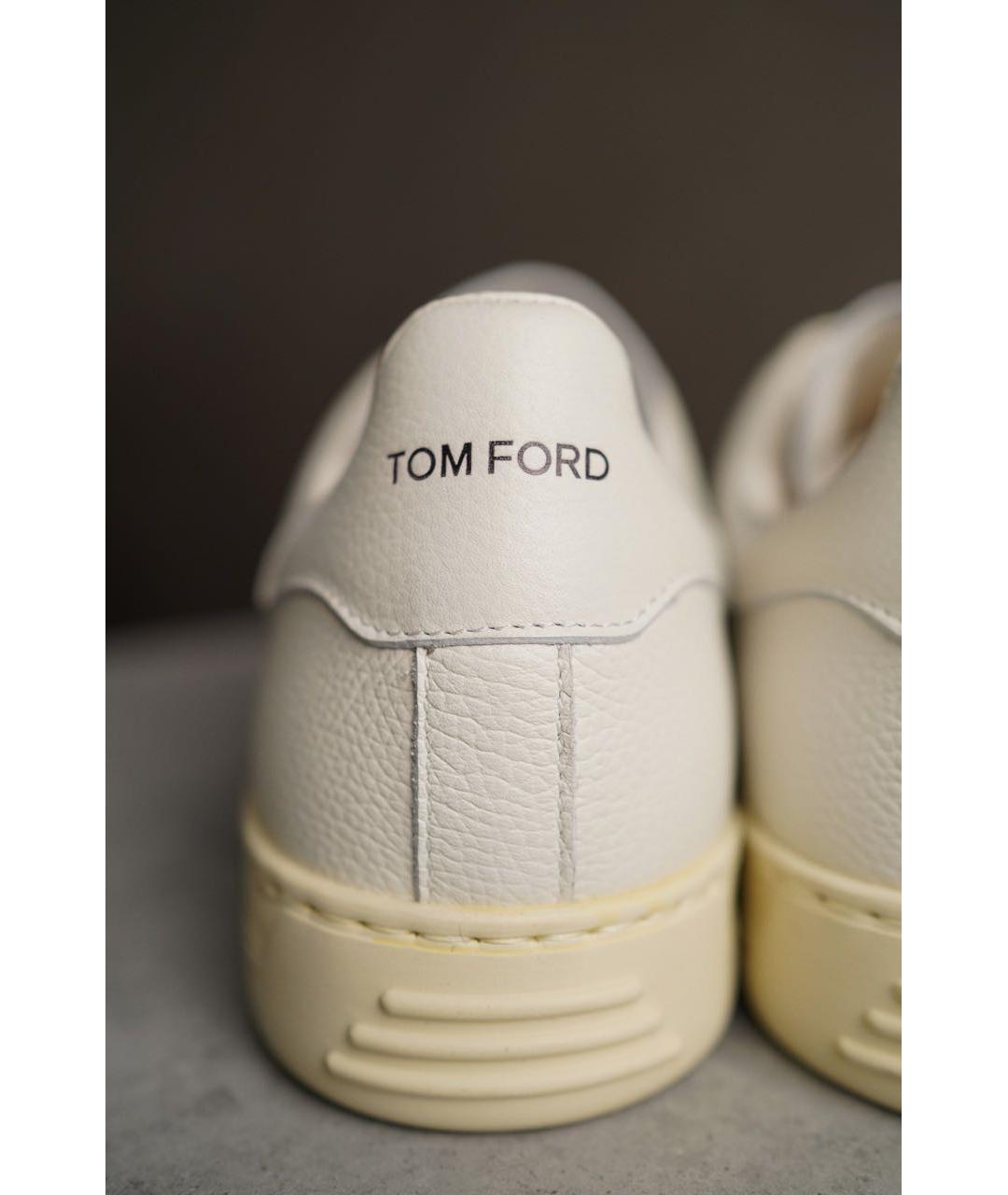 TOM FORD Белые кожаные низкие кроссовки / кеды, фото 8