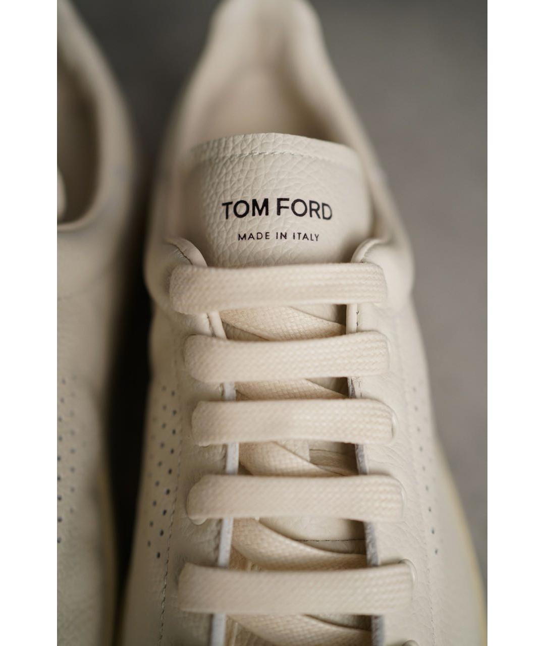 TOM FORD Белые кожаные низкие кроссовки / кеды, фото 5