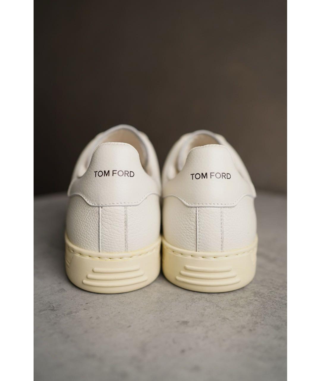 TOM FORD Белые кожаные низкие кроссовки / кеды, фото 3