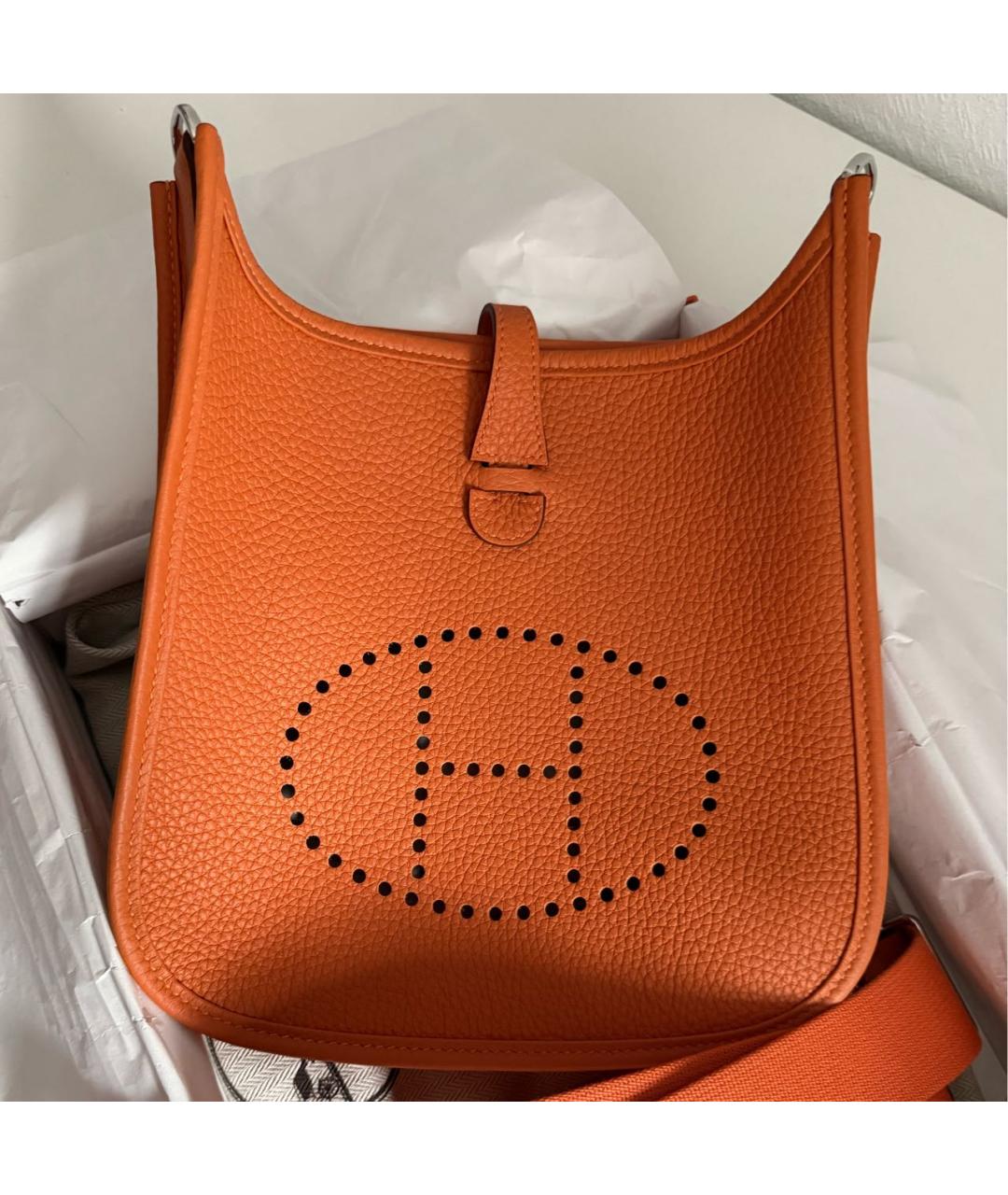 HERMES Оранжевая кожаная сумка через плечо, фото 2