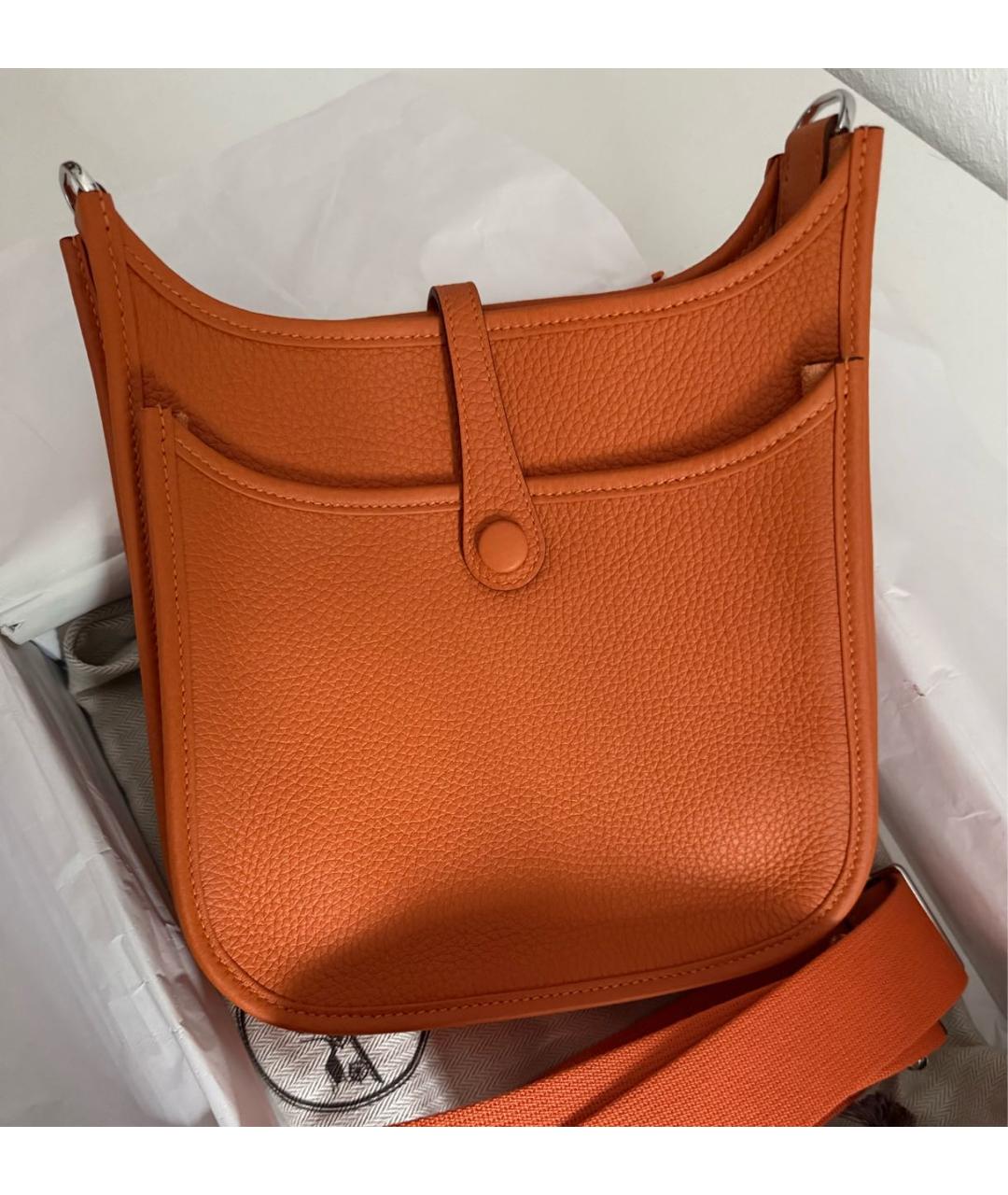 HERMES Оранжевая кожаная сумка через плечо, фото 3