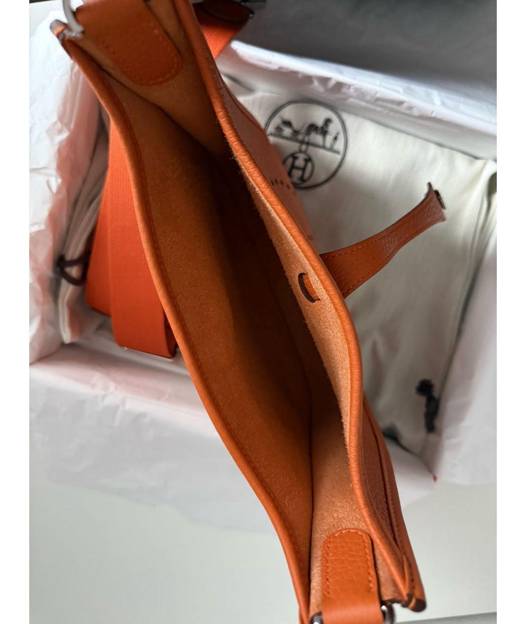 HERMES Оранжевая кожаная сумка через плечо, фото 4