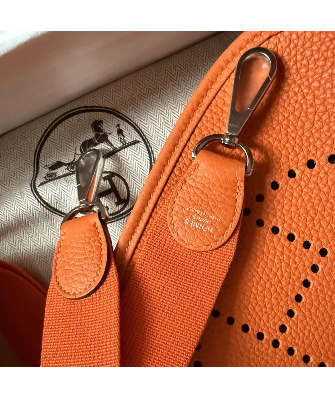 HERMES Оранжевая кожаная сумка через плечо, фото 5