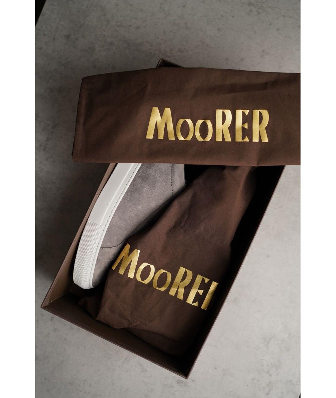 MOORER Антрацитовые нубуковые низкие кроссовки / кеды, фото 6