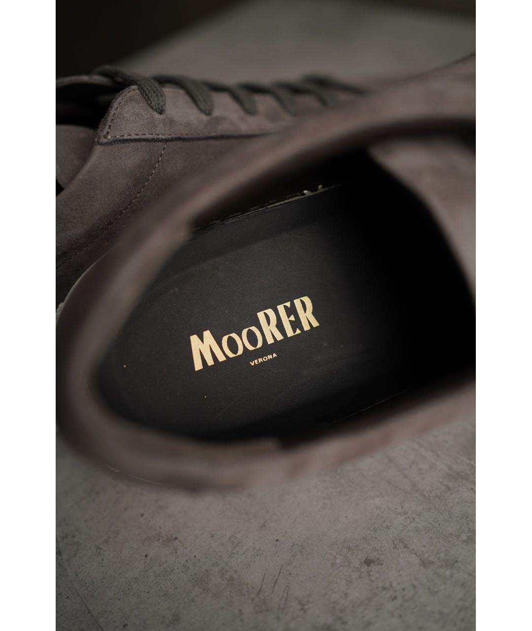 MOORER Антрацитовые нубуковые низкие кроссовки / кеды, фото 4