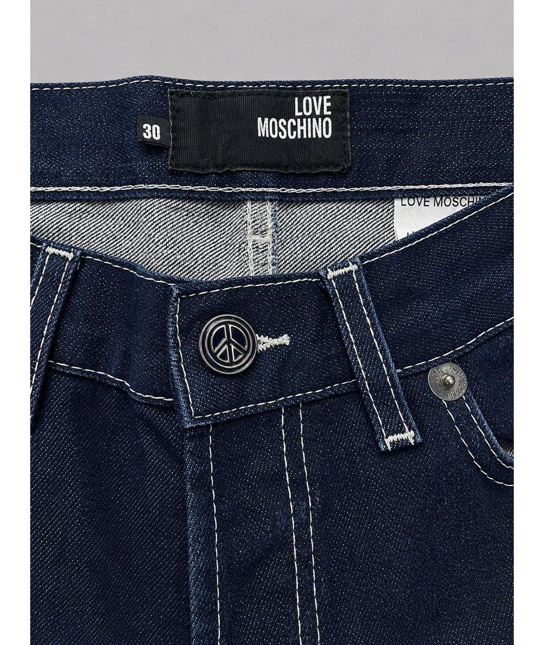 LOVE MOSCHINO Темно-синие хлопковые джинсы клеш, фото 3