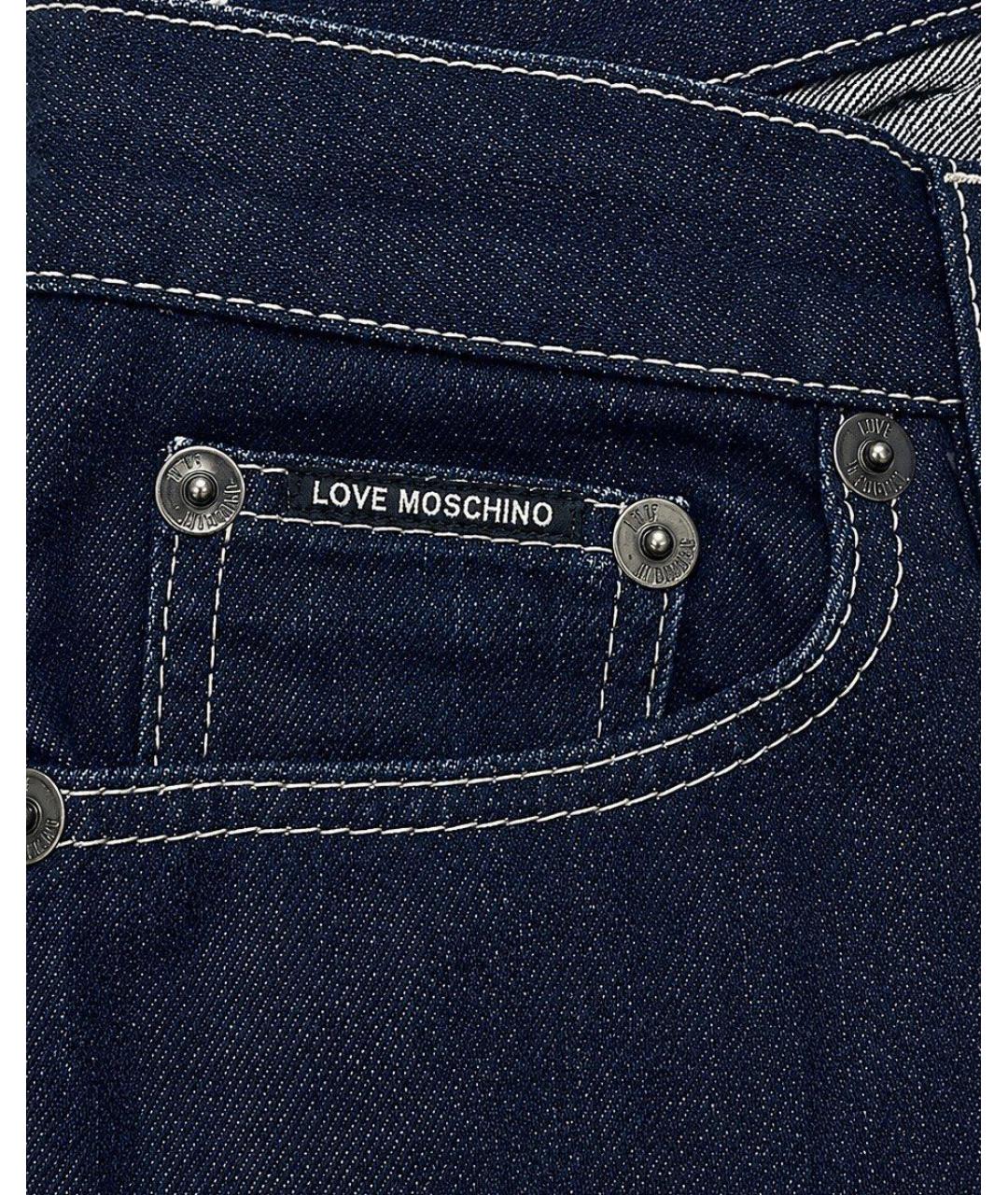 LOVE MOSCHINO Темно-синие хлопковые джинсы клеш, фото 5