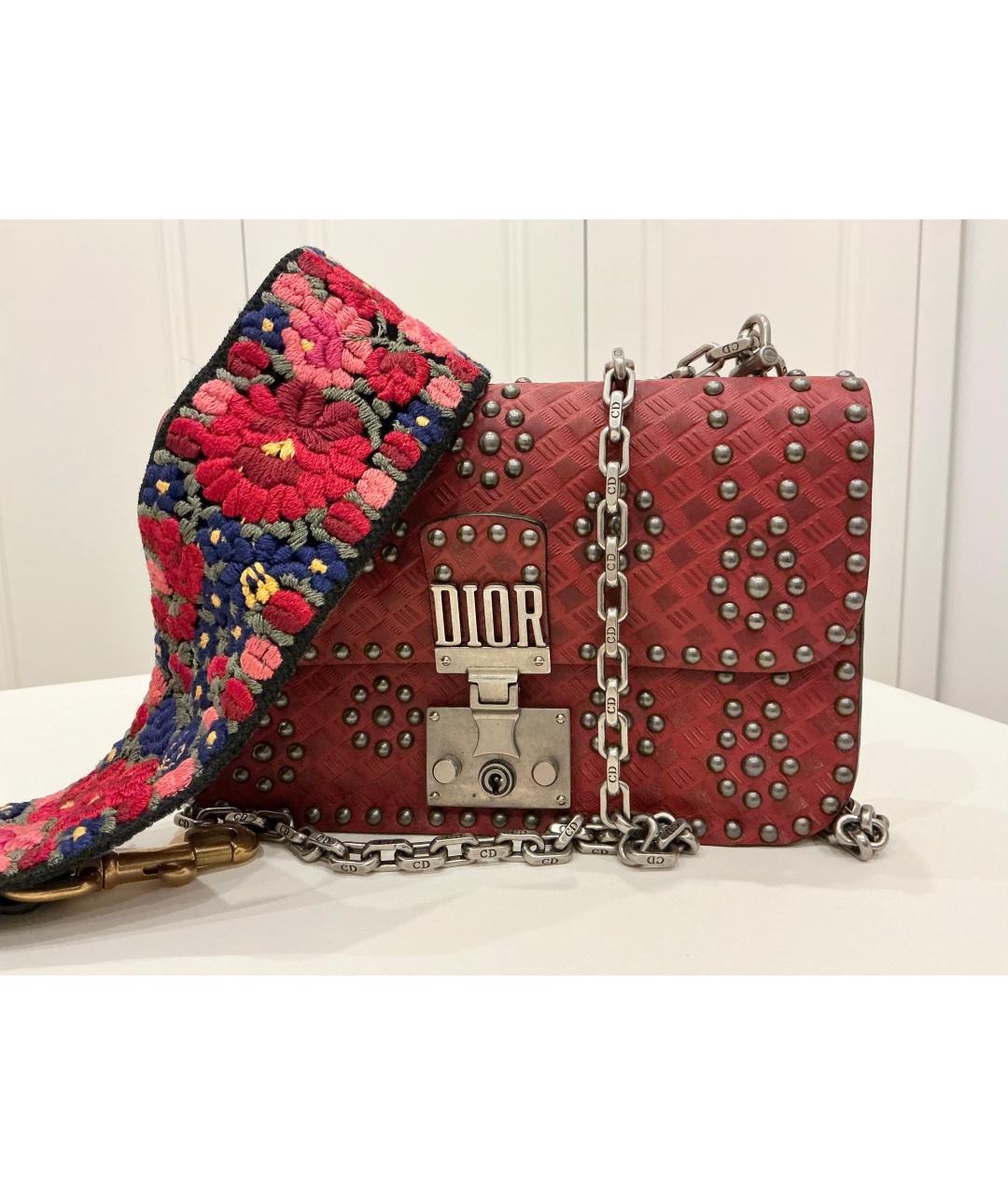 CHRISTIAN DIOR Красная кожаная сумка через плечо, фото 2