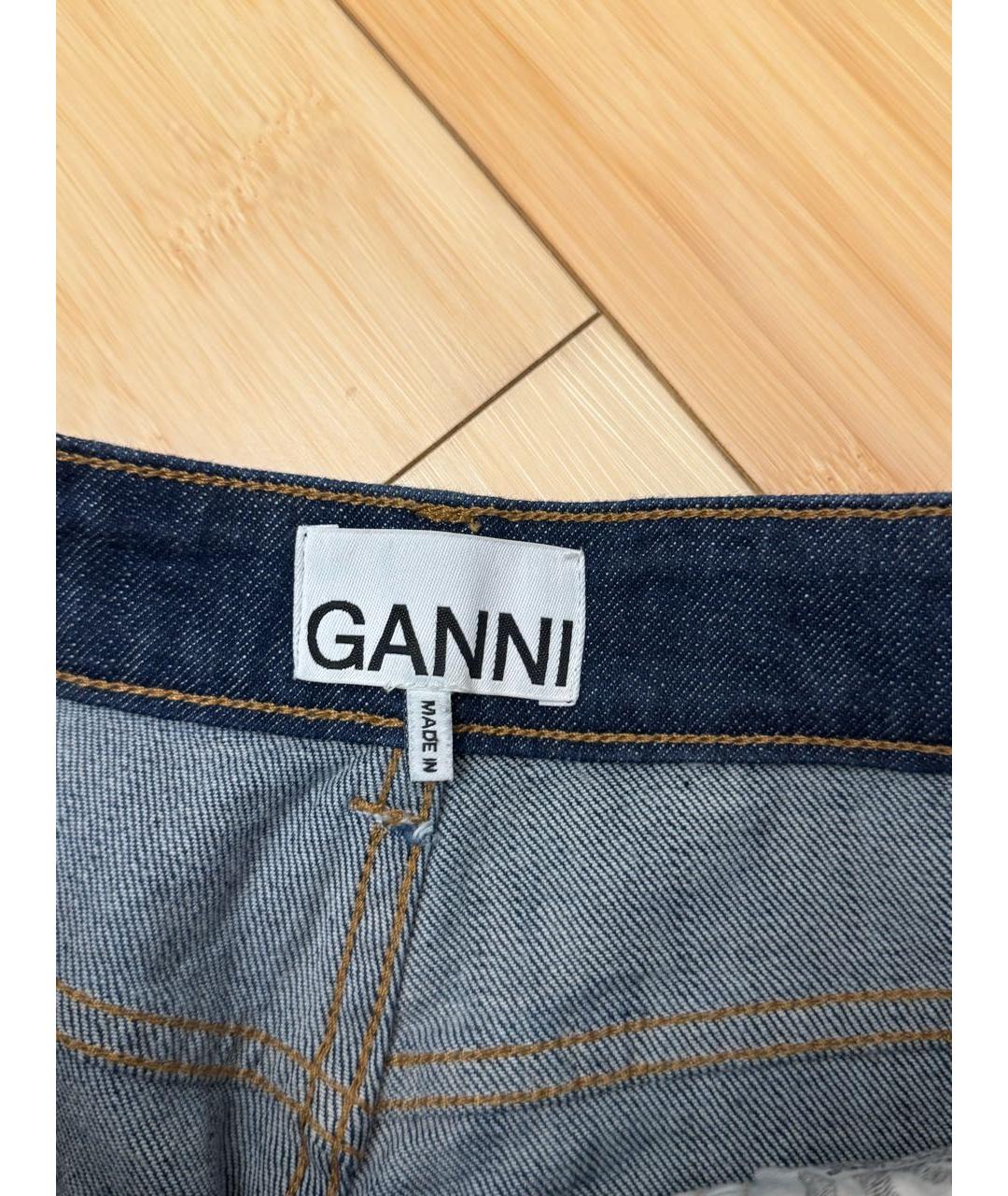 GANNI Темно-синие хлопковые джинсы клеш, фото 3