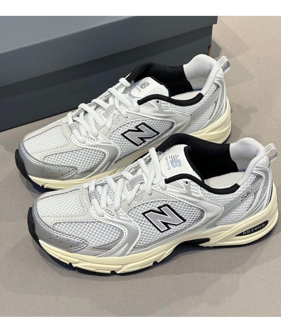 NEW BALANCE Серебряные кожаные кроссовки, фото 5