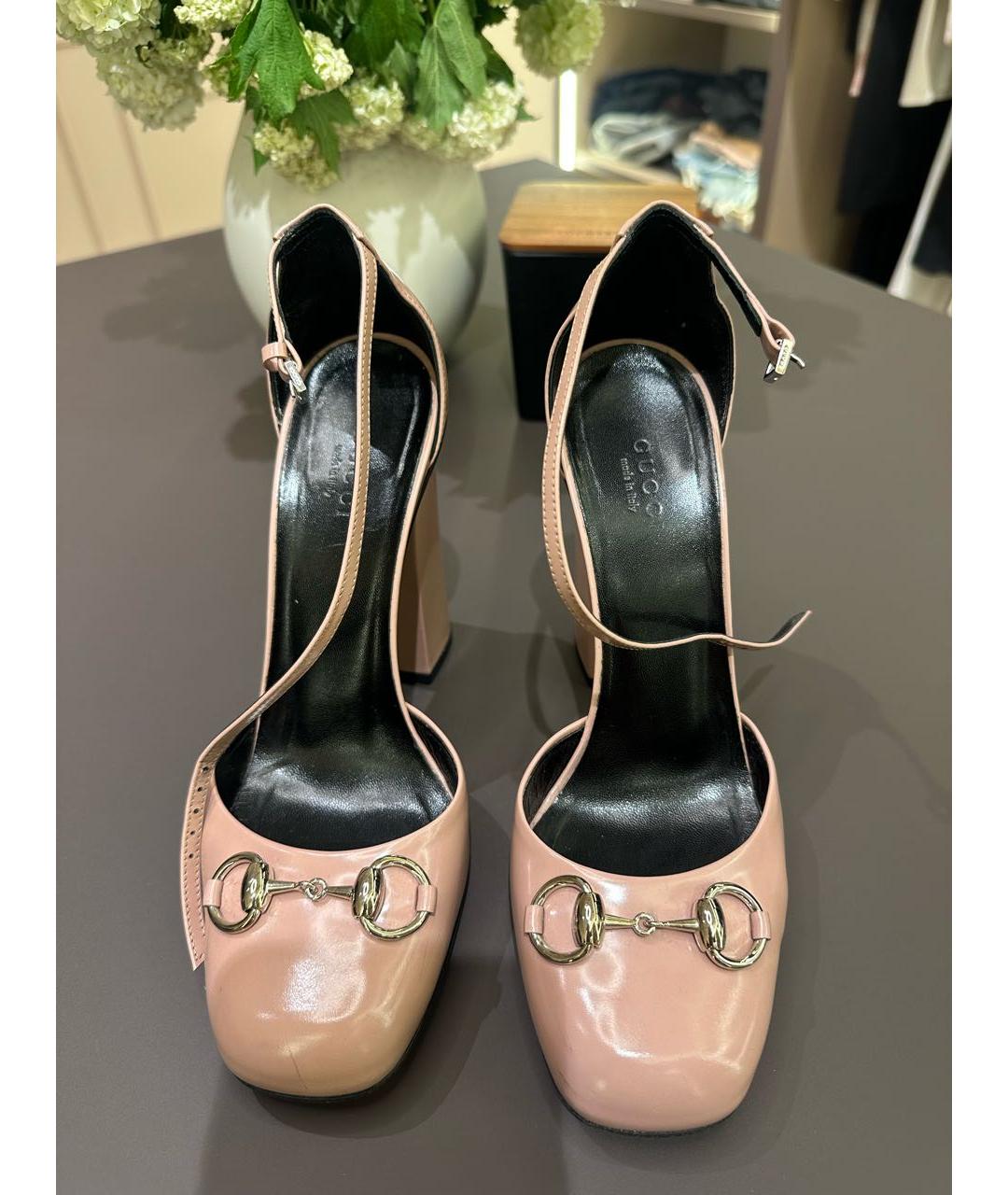 GUCCI Бежевые кожаные туфли, фото 2
