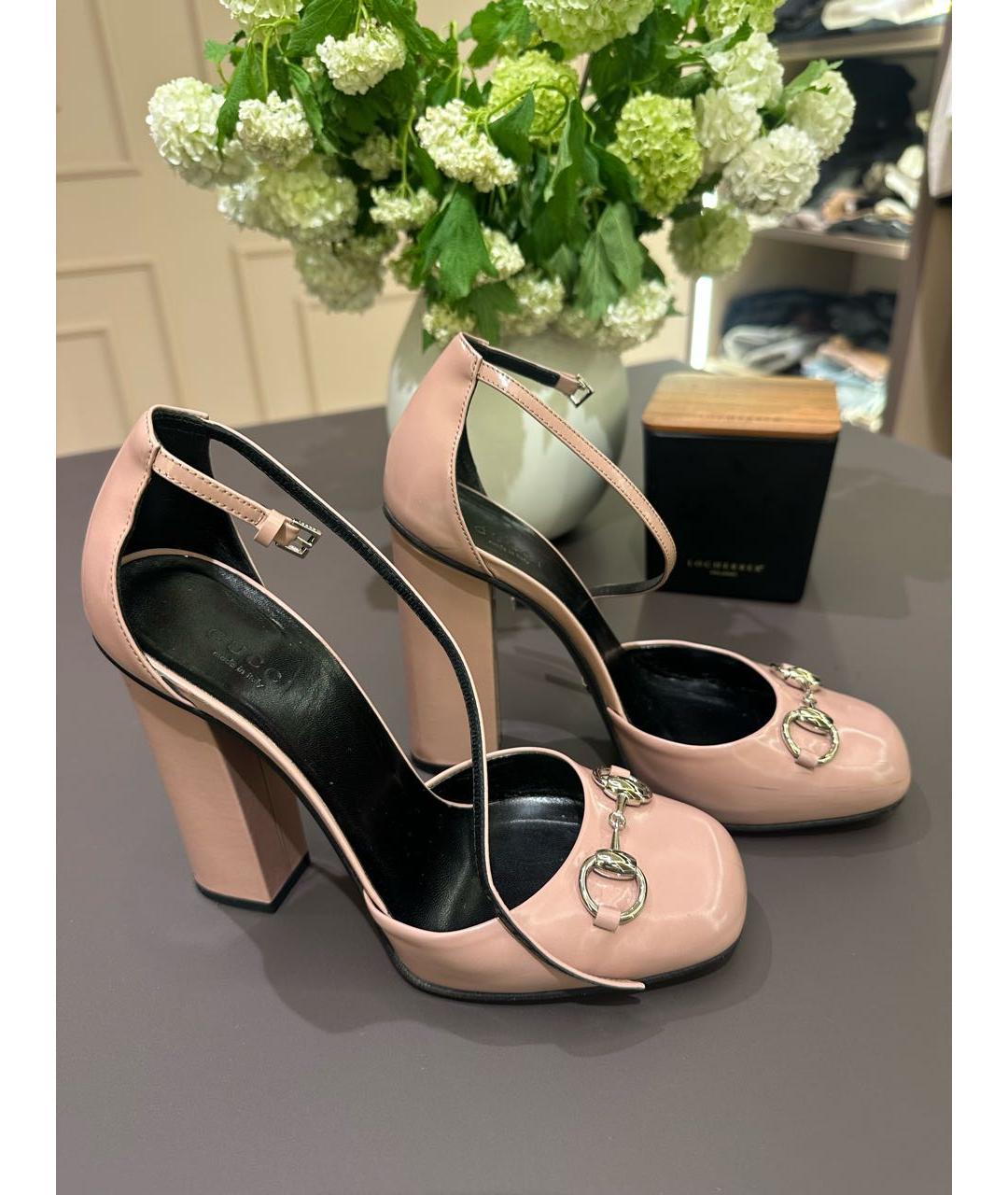 GUCCI Бежевые кожаные туфли, фото 5