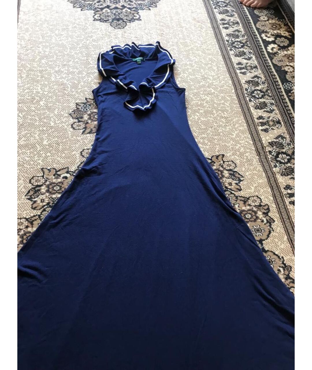 RALPH LAUREN Темно-синее хлопковое повседневное платье, фото 2