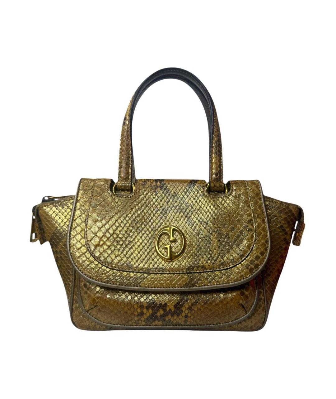 GUCCI Золотая кожаная сумка с короткими ручками, фото 9