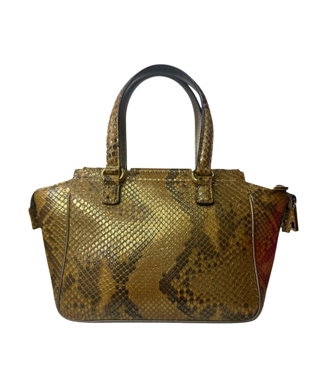 GUCCI Золотая кожаная сумка с короткими ручками, фото 5