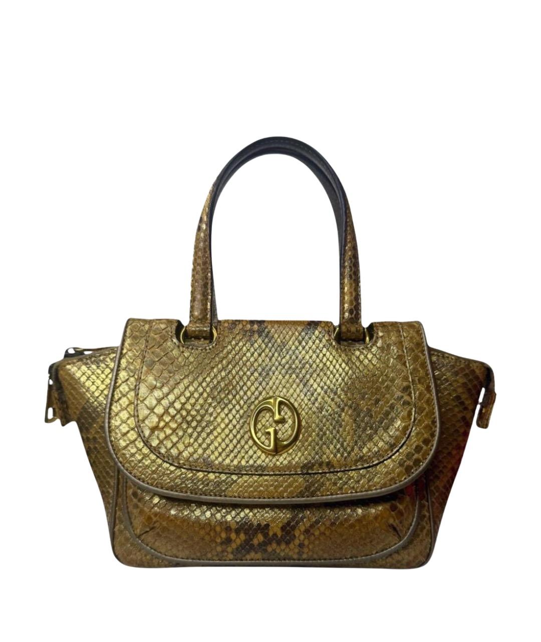 GUCCI Золотая кожаная сумка с короткими ручками, фото 1