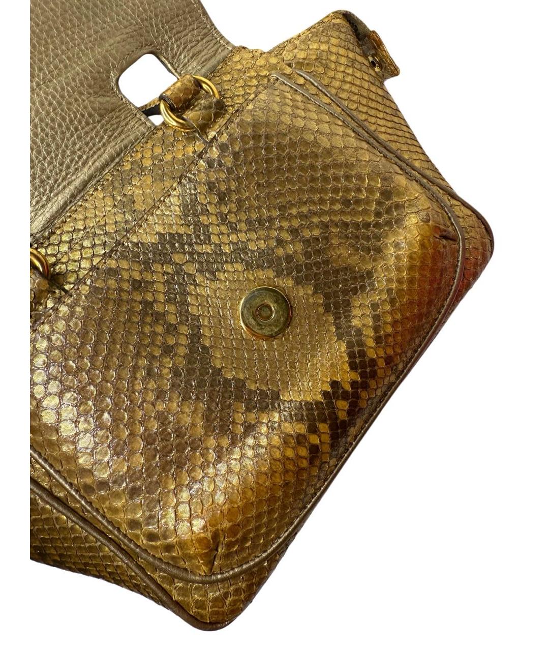GUCCI Золотая кожаная сумка с короткими ручками, фото 7