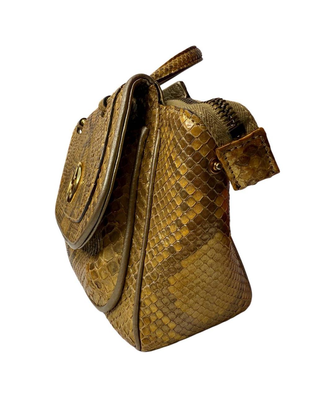 GUCCI Золотая кожаная сумка с короткими ручками, фото 4