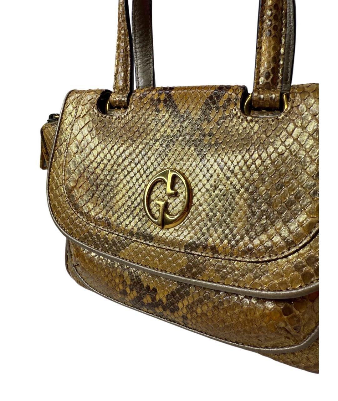 GUCCI Золотая кожаная сумка с короткими ручками, фото 2