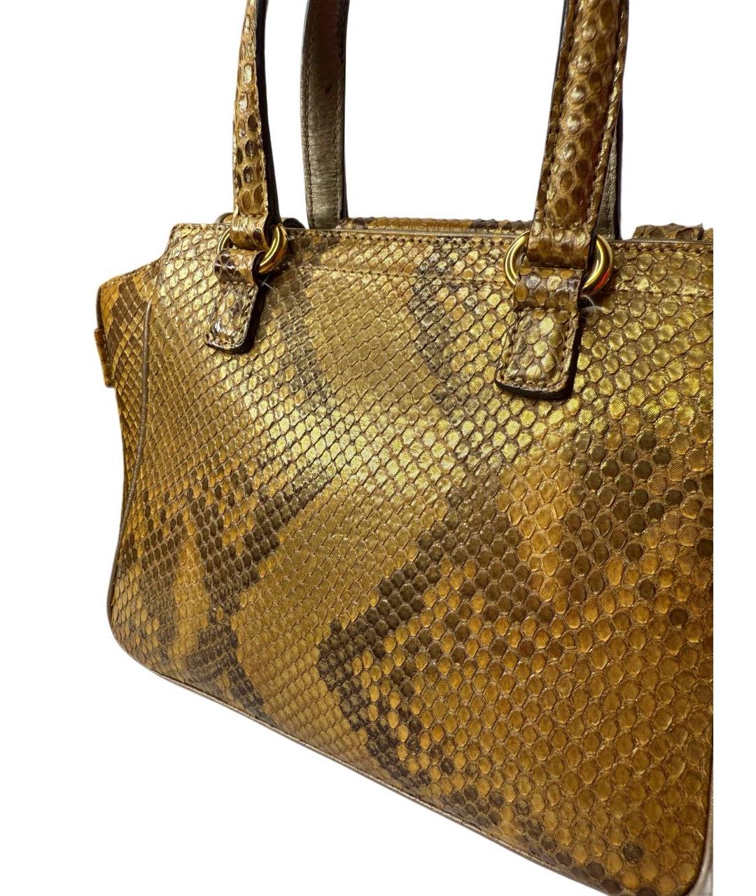 GUCCI Золотая кожаная сумка с короткими ручками, фото 6