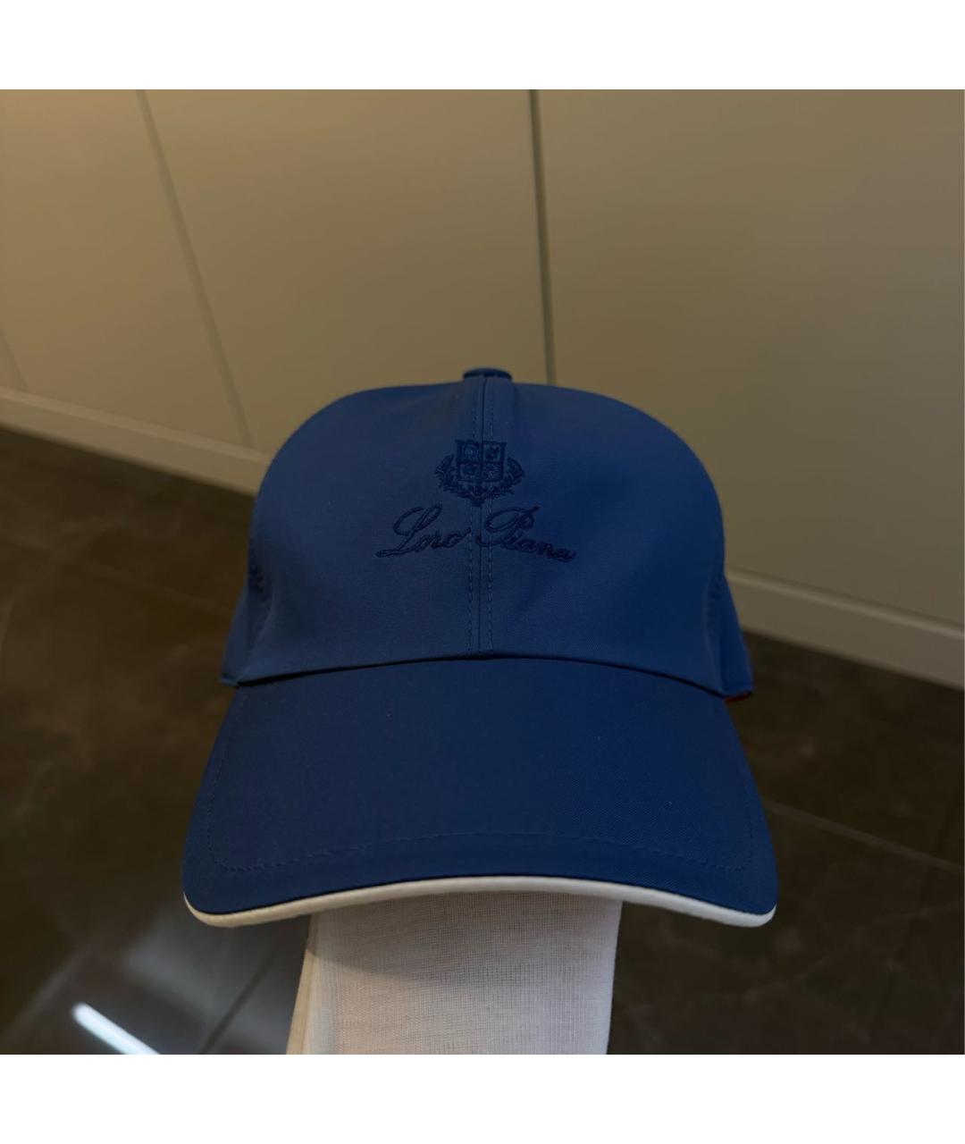 LORO PIANA Темно-синяя хлопковая кепка, фото 5
