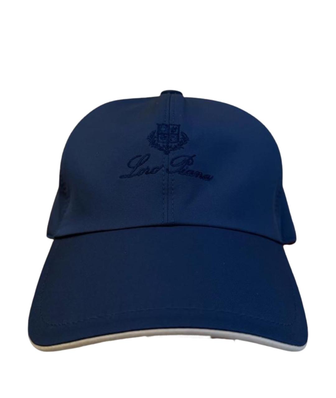LORO PIANA Темно-синяя хлопковая кепка, фото 1