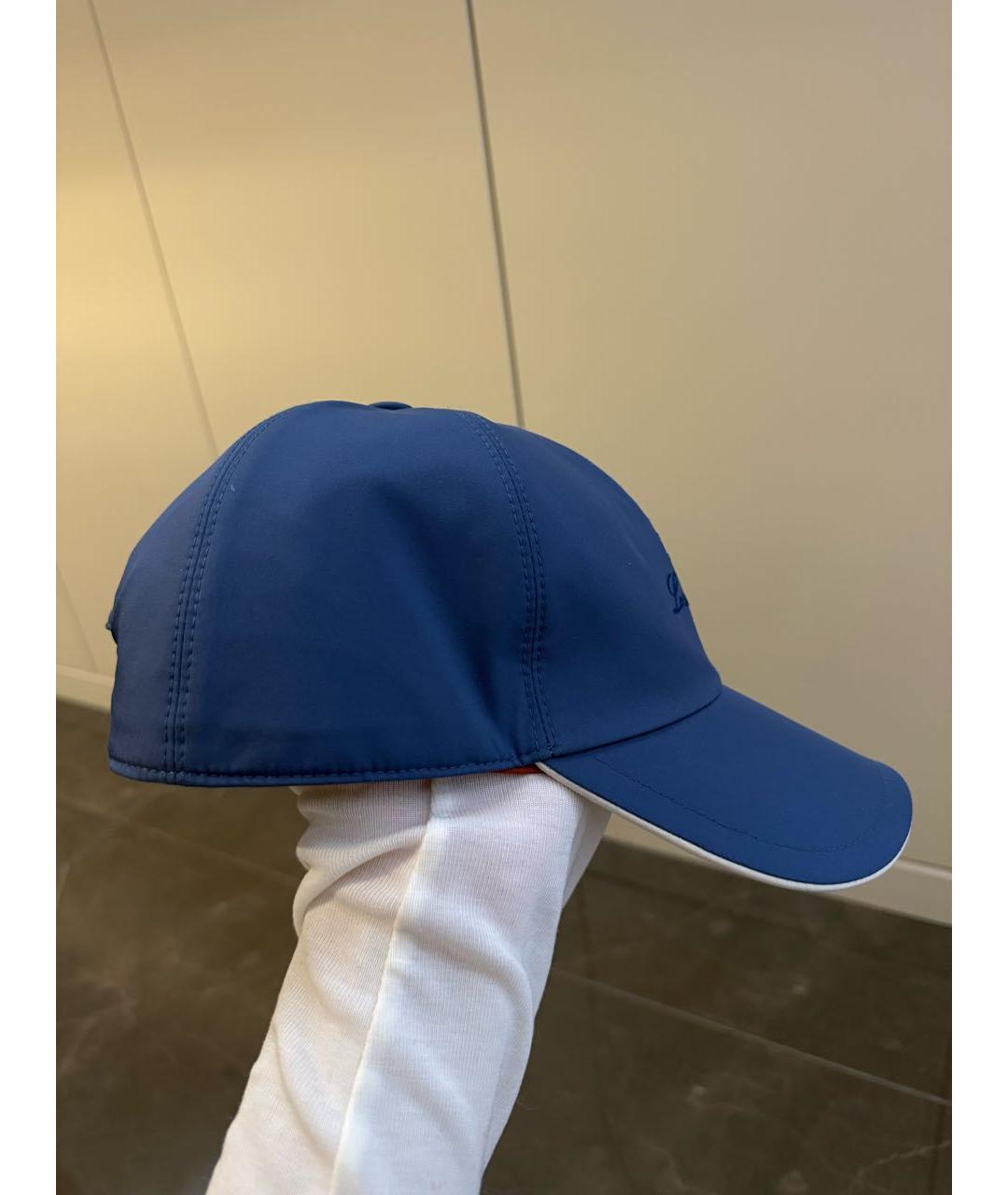 LORO PIANA Темно-синяя хлопковая кепка, фото 2