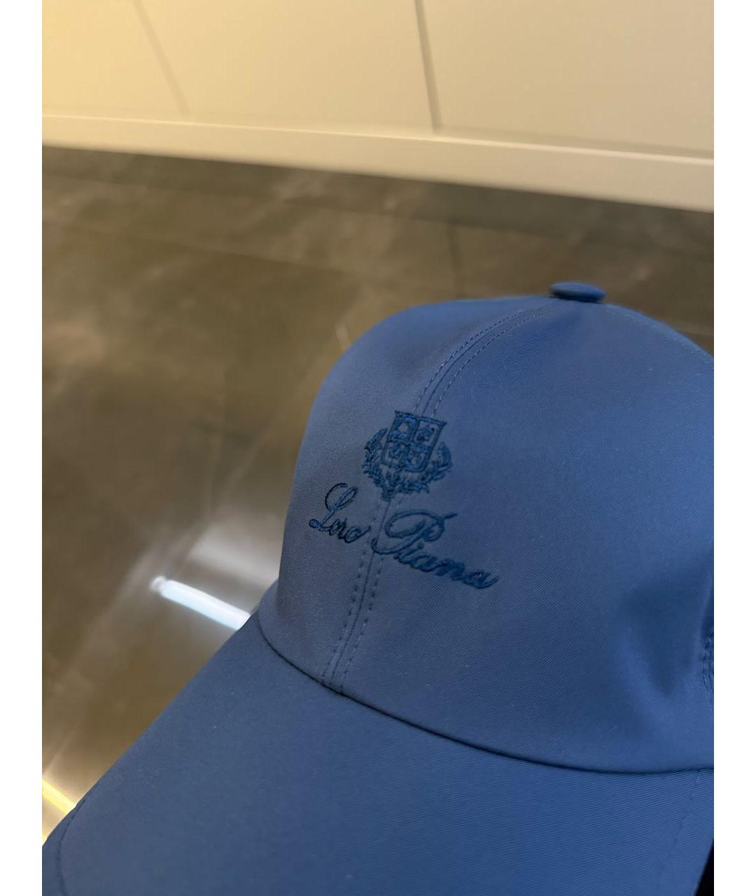 LORO PIANA Темно-синяя хлопковая кепка, фото 4