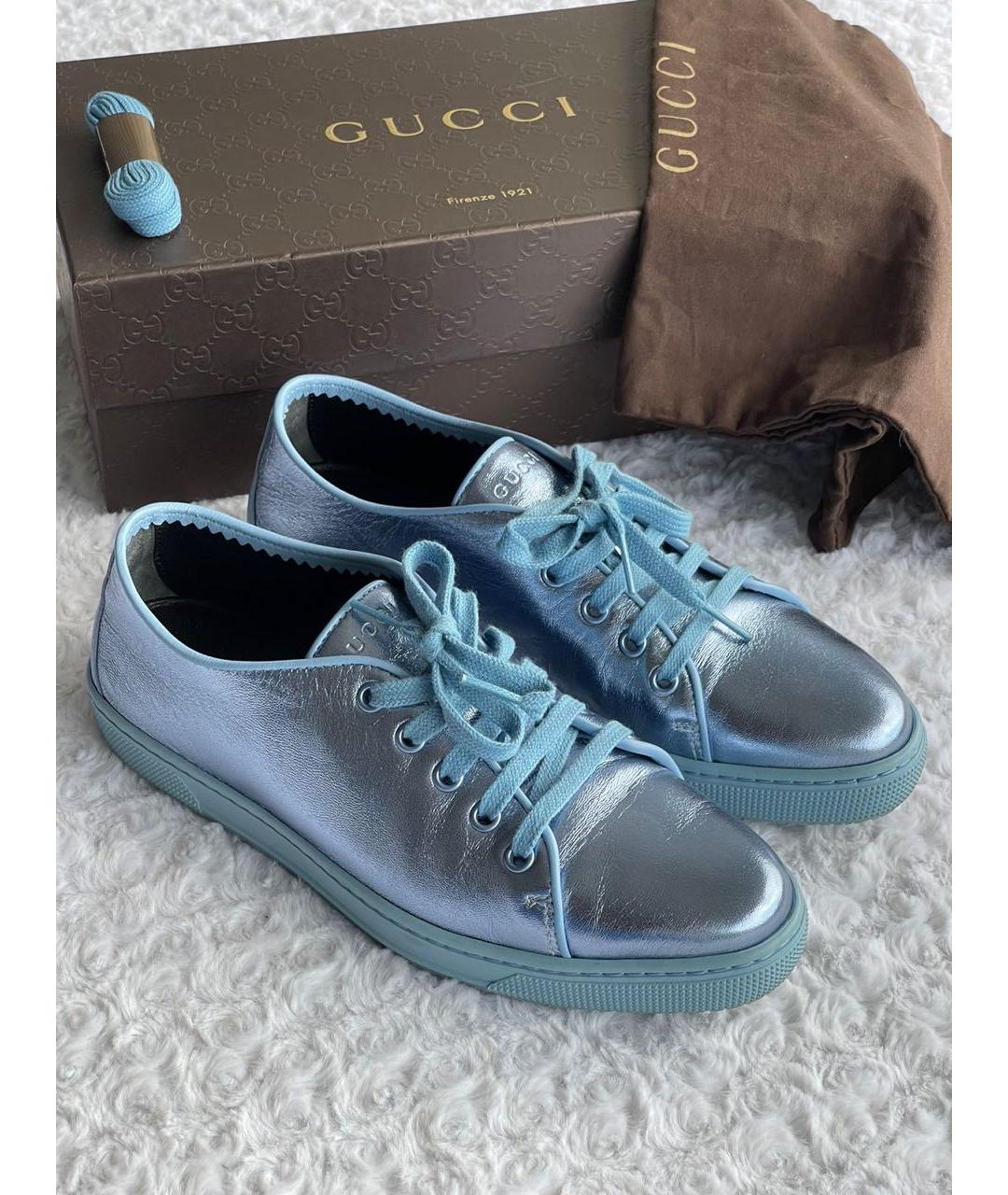 GUCCI Голубые кеды, фото 3
