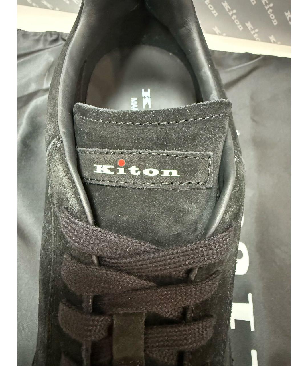 KITON Черные замшевые низкие кроссовки / кеды, фото 3