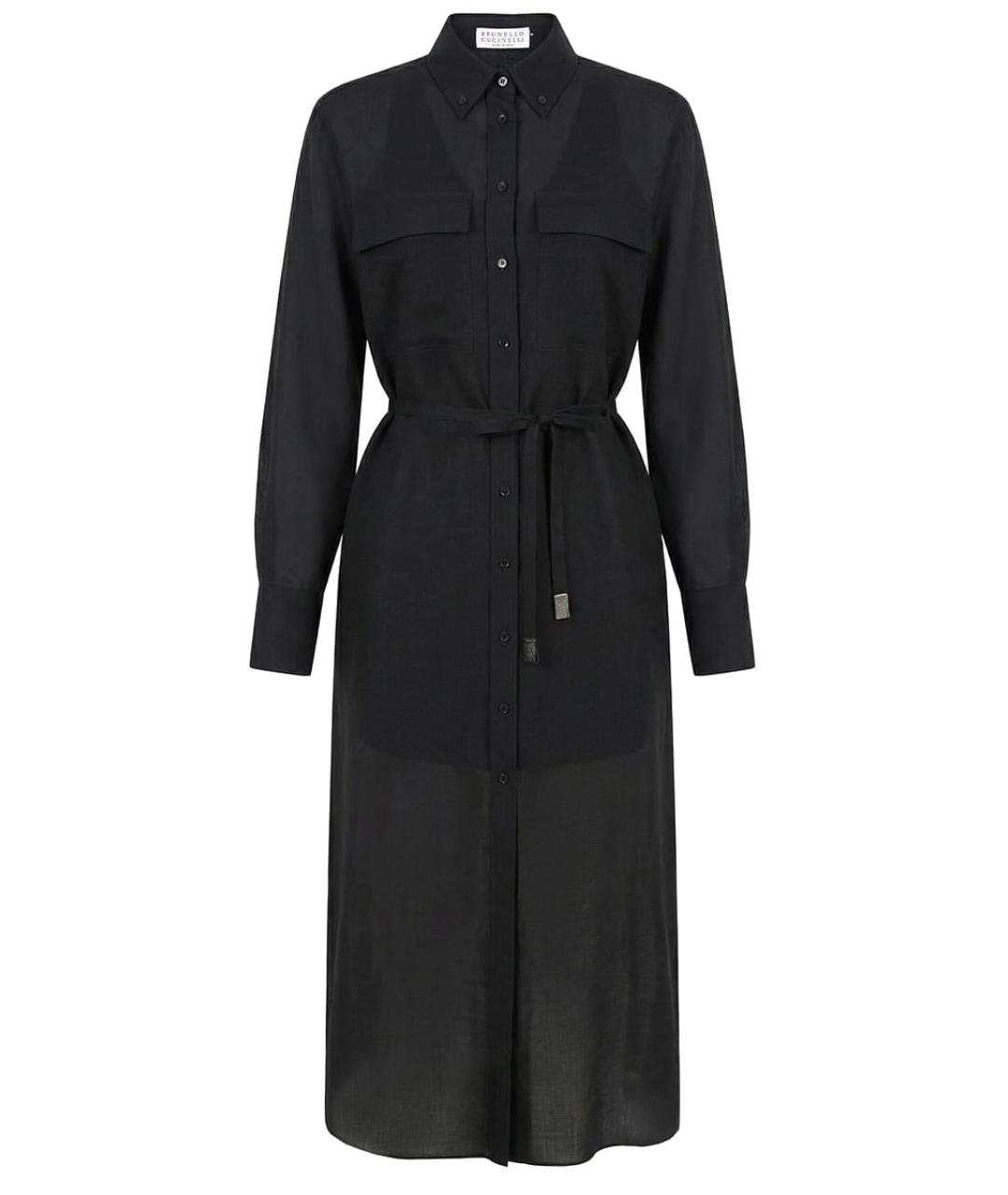 BRUNELLO CUCINELLI Антрацитовое шерстяное повседневное платье, фото 1