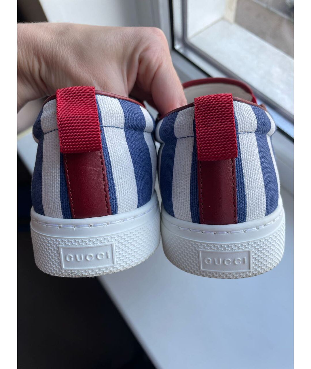 GUCCI Синие текстильные слипоны, фото 5