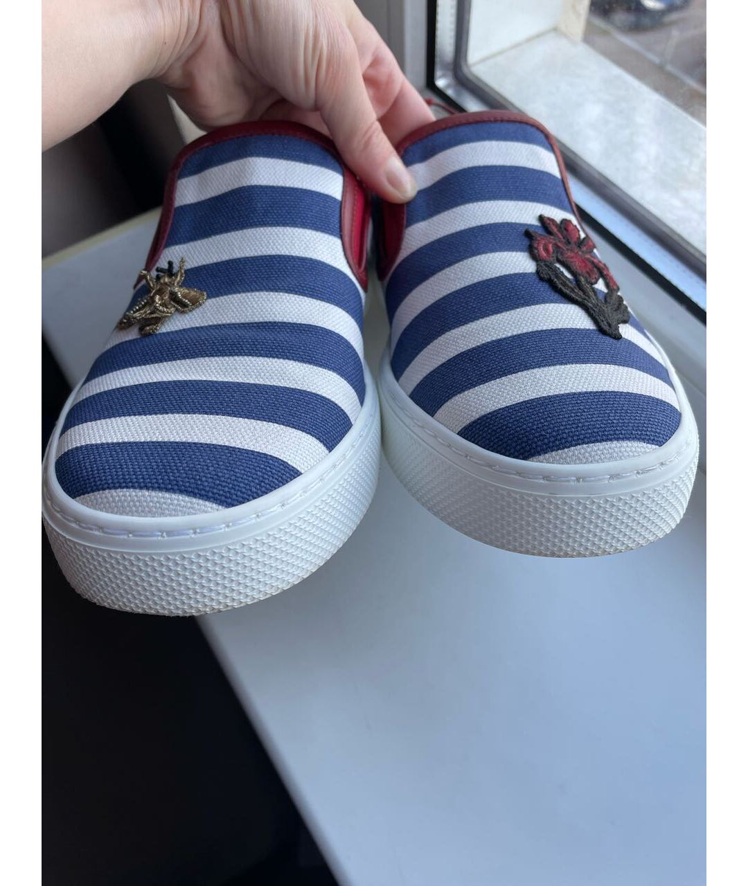 GUCCI Синие текстильные слипоны, фото 4