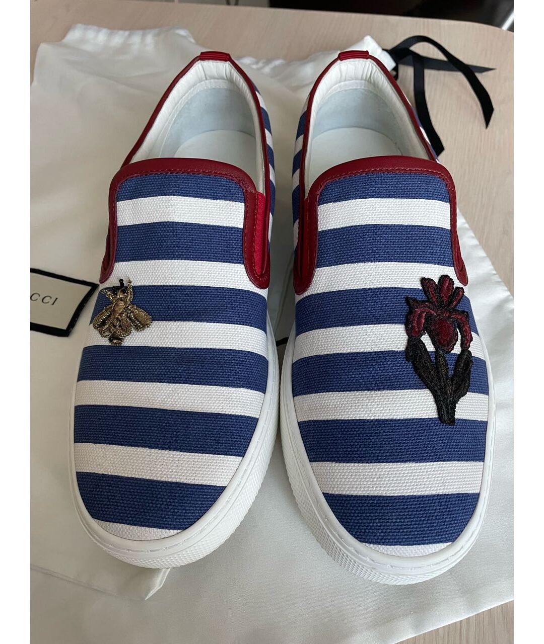 GUCCI Синие текстильные слипоны, фото 8