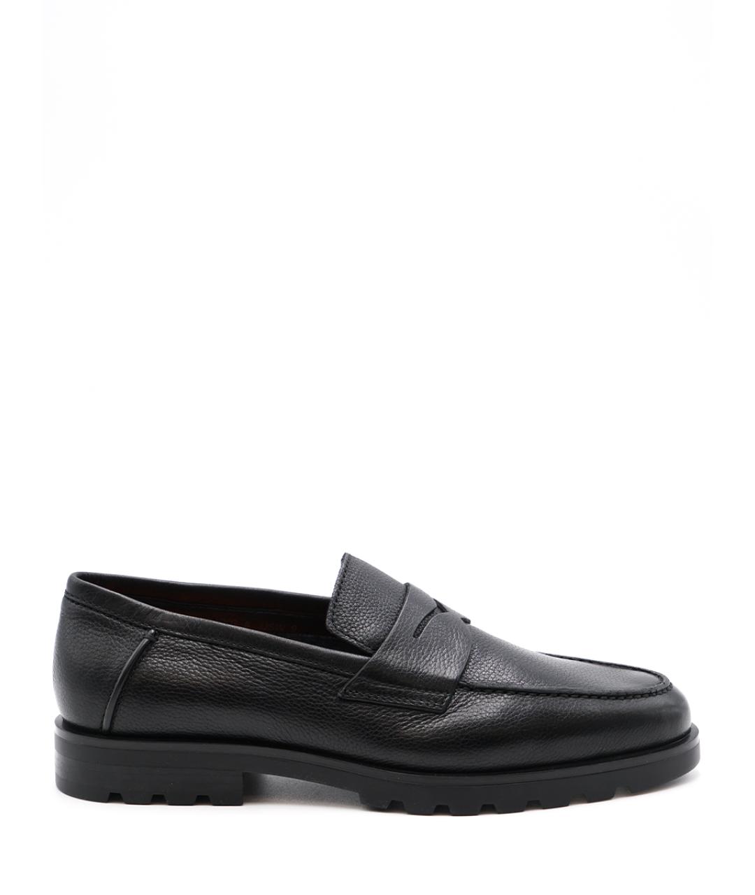 SANTONI Черные кожаные лоферы, фото 1