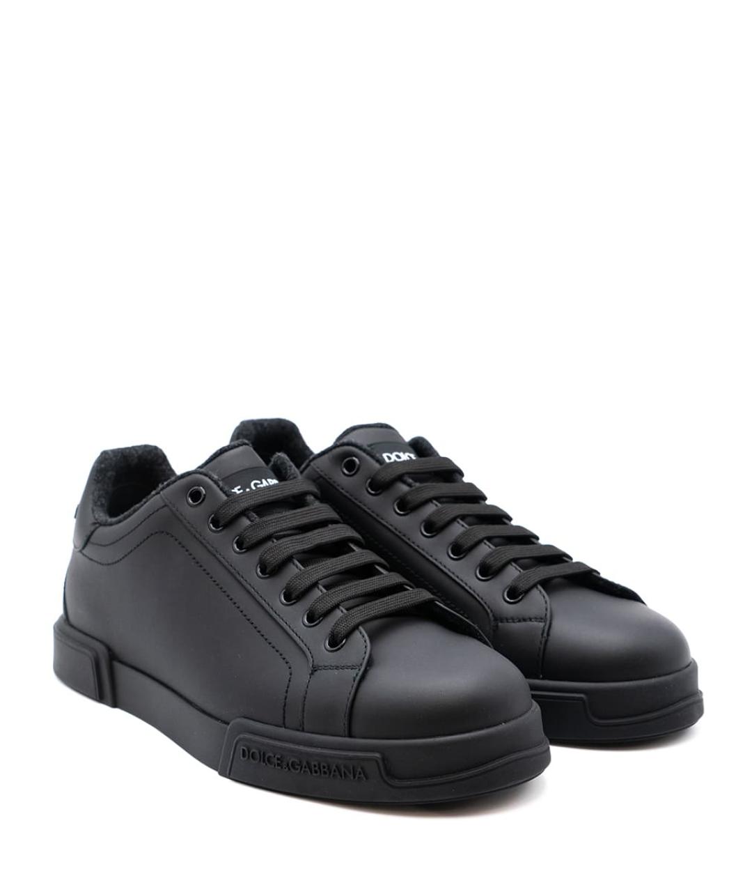 DOLCE&GABBANA Черные кожаные низкие кроссовки / кеды, фото 2