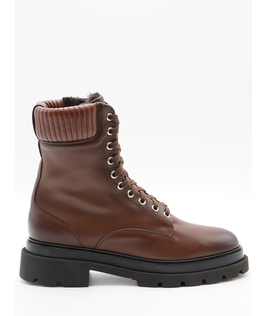 SANTONI Коричневые кожаные ботинки, фото 4