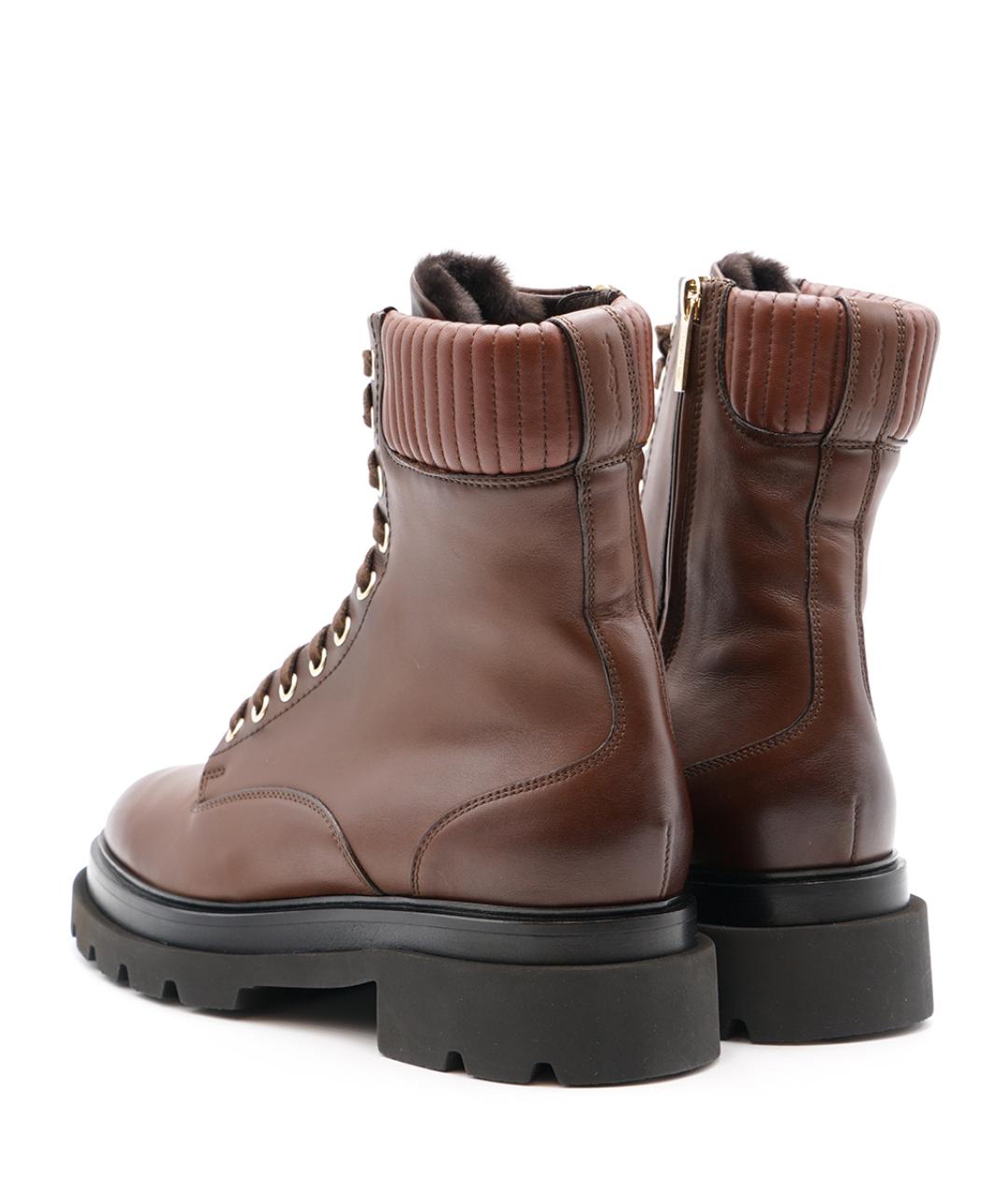 SANTONI Коричневые кожаные ботинки, фото 3